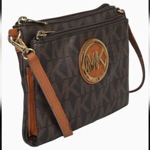 Michael Kors Fulton MK Signature Canvas Crossbody Purse.